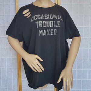 NWOT Torrid "Occasional Troublemaker" black distressed short sleeve t-shirt 2X